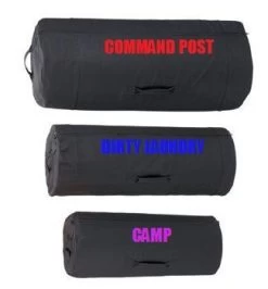 Embroidered Black Zippered Duffel Bag 2 Way Zip - Heavyweight Duffle