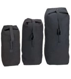 Top Load Black Canvas Duffel Bag With Shoulder Strap- Heavyweight Sport Duffle