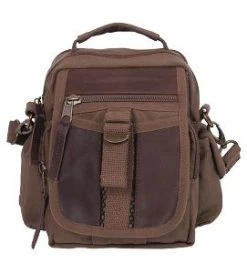 Canvas & Leather Travel Shoulder Bag -GI - Army Issue Surplus Store canvas leather shoulder bag 1