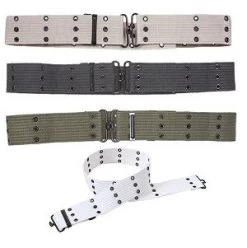 Military Style Canvas Pistol Belt With Metal Buckle