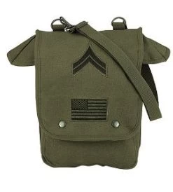 Canvas Map Case Shoulder Bag W/ Military Patches