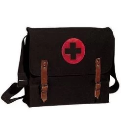 Military Vintage Canvas Medic Bag W/Medics Cross Symbol 8 Military Vintage Canvas Medic Bag W/Medics Cross Symbol -GI - Army Issue Surplus Store medic bag with red cross black