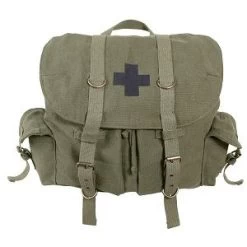 Army Green Vintage Backpack W/Medic Cross