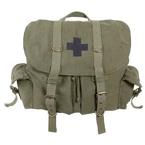 Army Green Vintage Backpack W/Medic Cross 3 Army Green Vintage Backpack W/Medic Cross