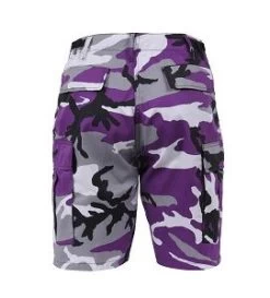 Purple Camo, Button Fly, Six Pockets, Adjustable Waist - BDU Shorts -GI - Army Issue Surplus Store purple camo shorts back