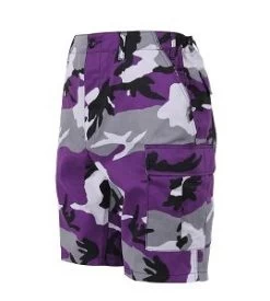 Purple Camo, Button Fly, Six Pockets, Adjustable Waist - BDU Shorts -GI - Army Issue Surplus Store purple camo shorts left
