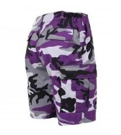 Purple Camo, Button Fly, Six Pockets, Adjustable Waist - BDU Shorts -GI - Army Issue Surplus Store purple camo shorts side