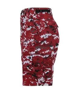 Red Digital Camo, Button Fly, 6 Pockets, Durable Cotton - Camo Shorts 4 Red Digital Camo, Button Fly, 6 Pockets, Durable Cotton - Camo Shorts - Image 2
