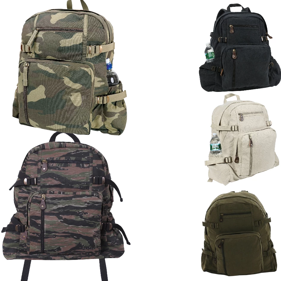 Vintage Jumbo Canvas Backpack Rucksack 3 Vintage Jumbo Canvas Backpack Rucksack