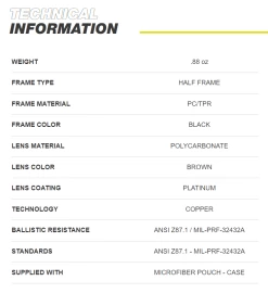 Bollé Sentinel Struck Safety Glasses -GI - Army Issue Surplus Store sentinel copper tech info