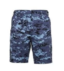 Sky Blue Digital Camo, Button Fly, 6 Pockets - Camo Shorts