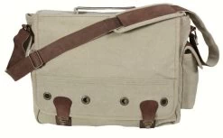 Leather & Canvas Trailblazer Laptop Bag Khaki -GI - Army Issue Surplus Store trailblazer khaki