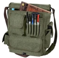 Stone Washed Vintage M51 Classic Messenger Bag W/Leather Accents -GI - Army Issue Surplus Store vintage m51 messenger bag8626 c 1