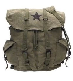 Vintage Weekender Canvas Backpack With Star