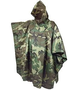 US Woodland Camo Ripstop Military Poncho 3 US Woodland Camo Ripstop Military Poncho