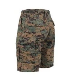 Woodland Digital Camo, Button Fly, 6 Pockets, Perfect Fit - BDU Shorts -GI - Army Issue Surplus Store woodland digital camo bdu shorts back side 1